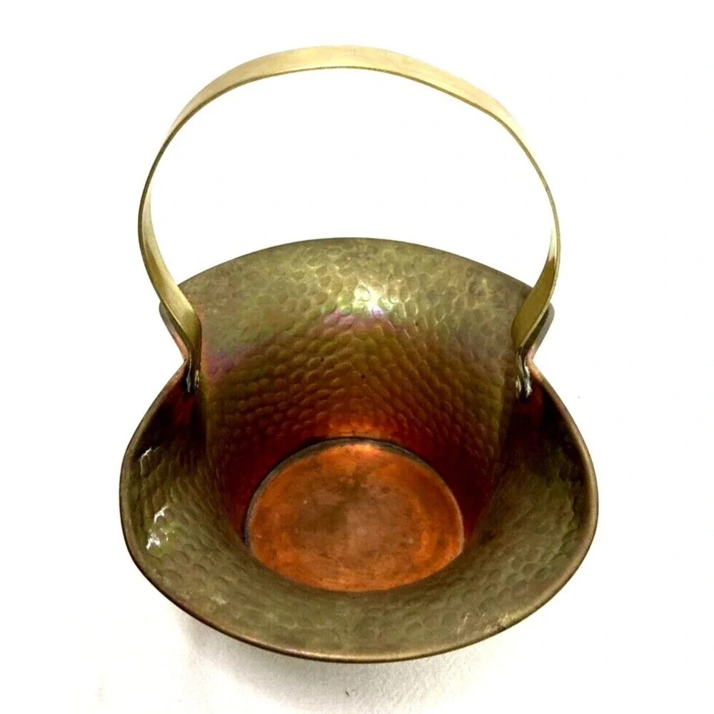 Vtg Arrow Metal New York Hammered Copper Brass‎ Basket Handcrafted USA